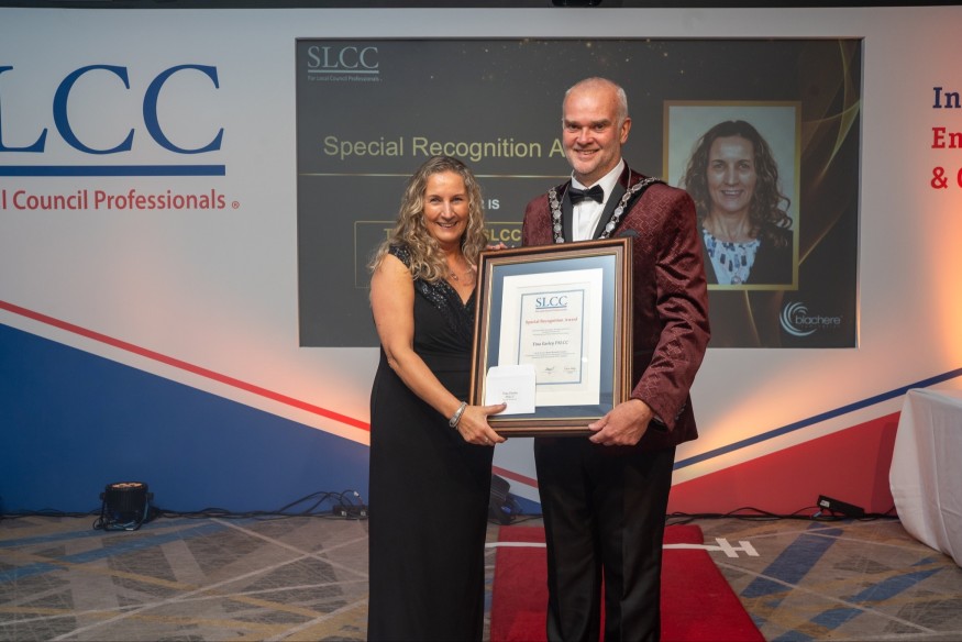 Bay's Town Clerk Tina collects award to mark her valued work